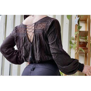 Free People Embroidered Peasant Blouse